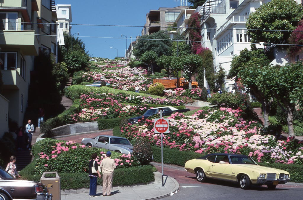 A Zigzag Street Between Concrete Houses