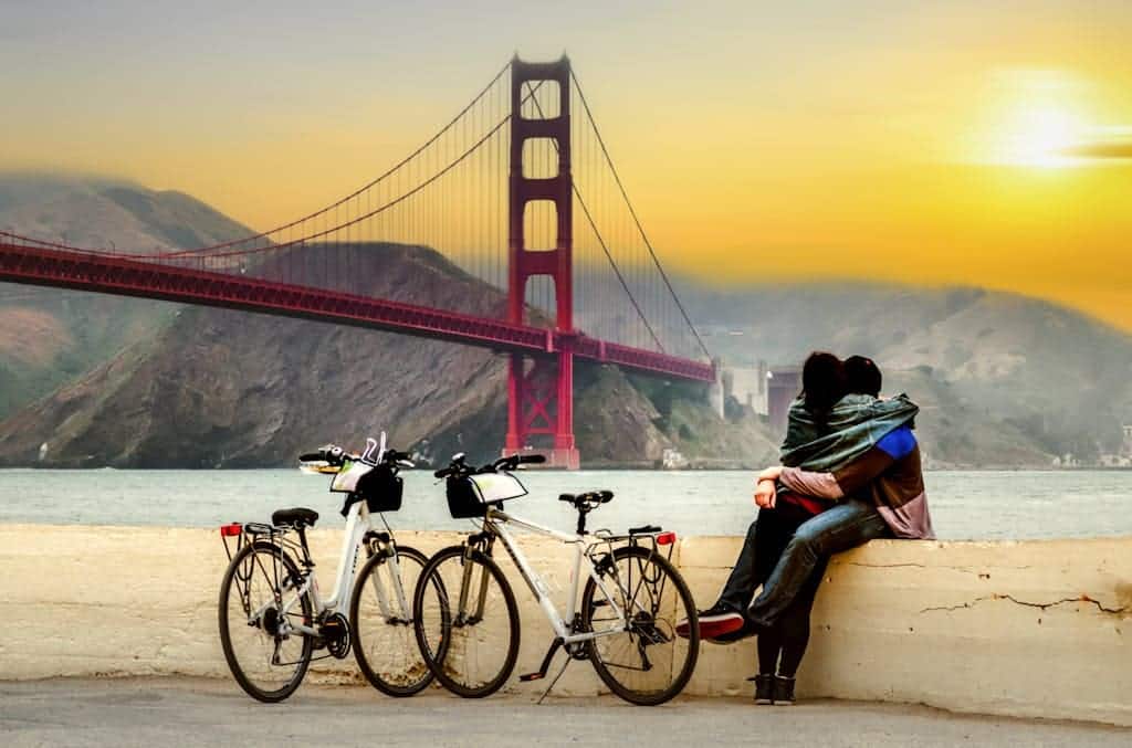 Couple Hugging near Golden Gate Bridge