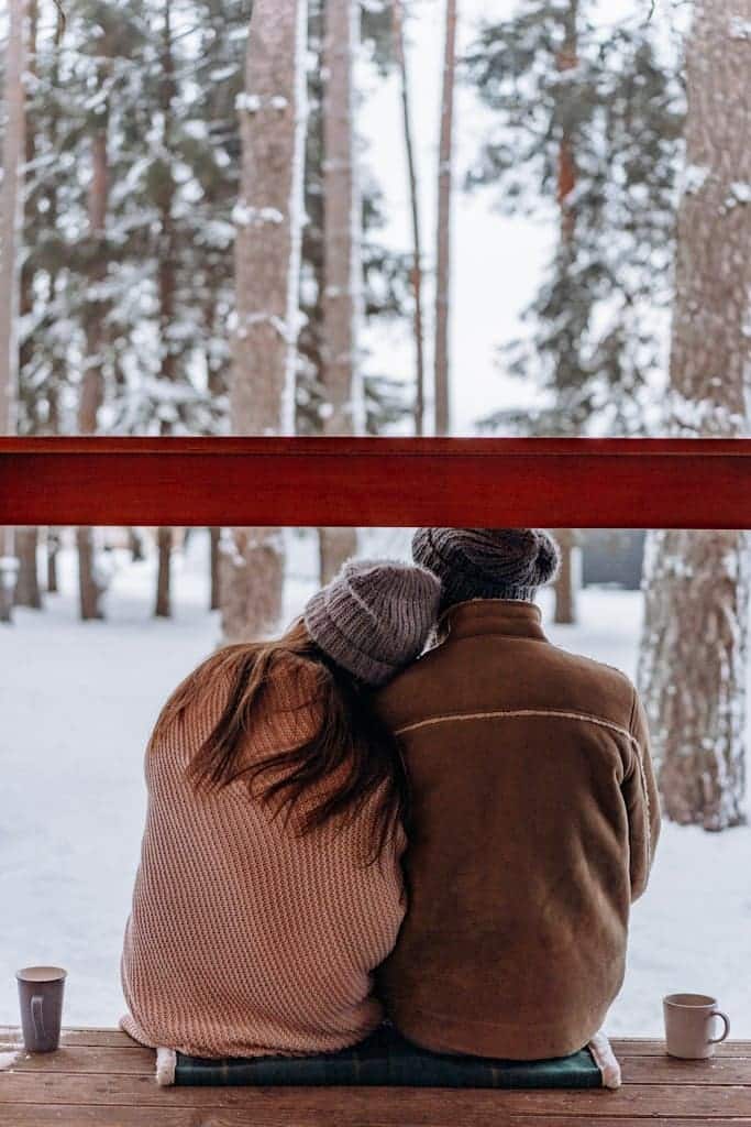 Free stock photo of affection, back view, beanie