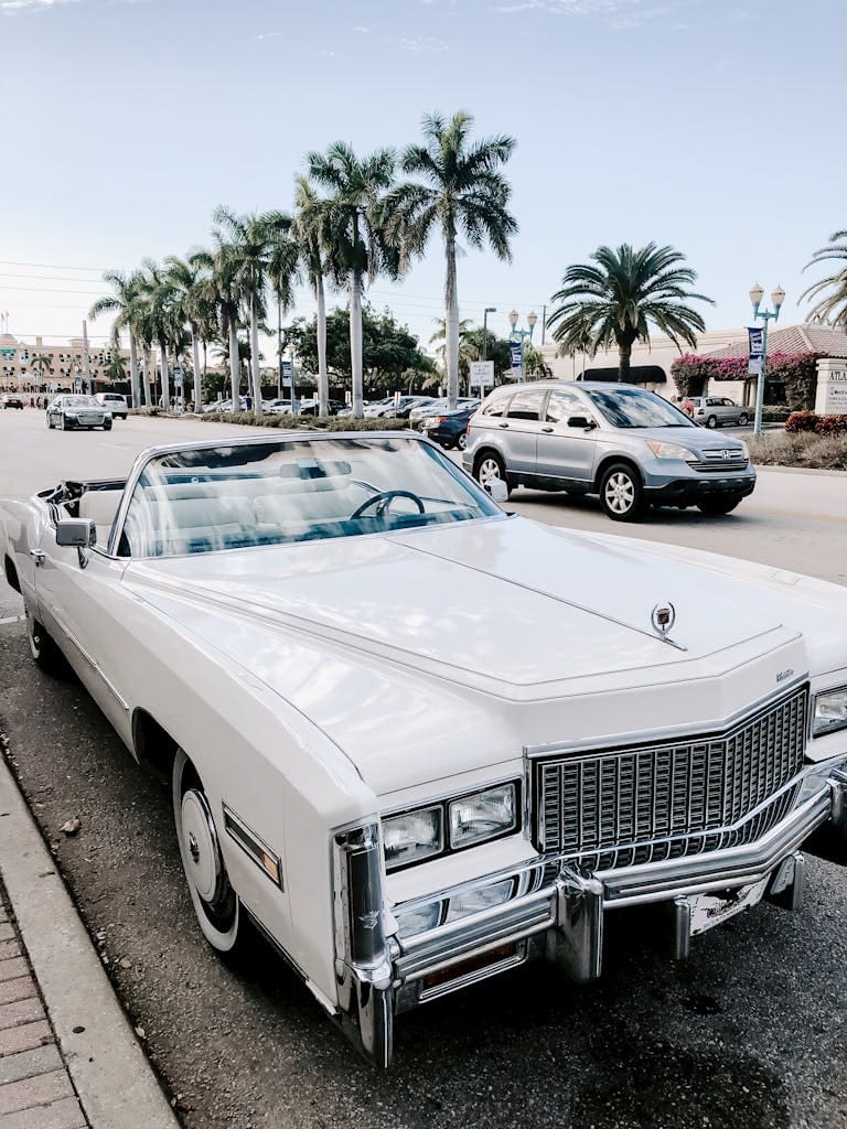 Parked White Coupe