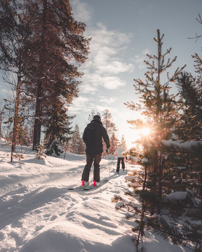 Two People on a Snow Trail