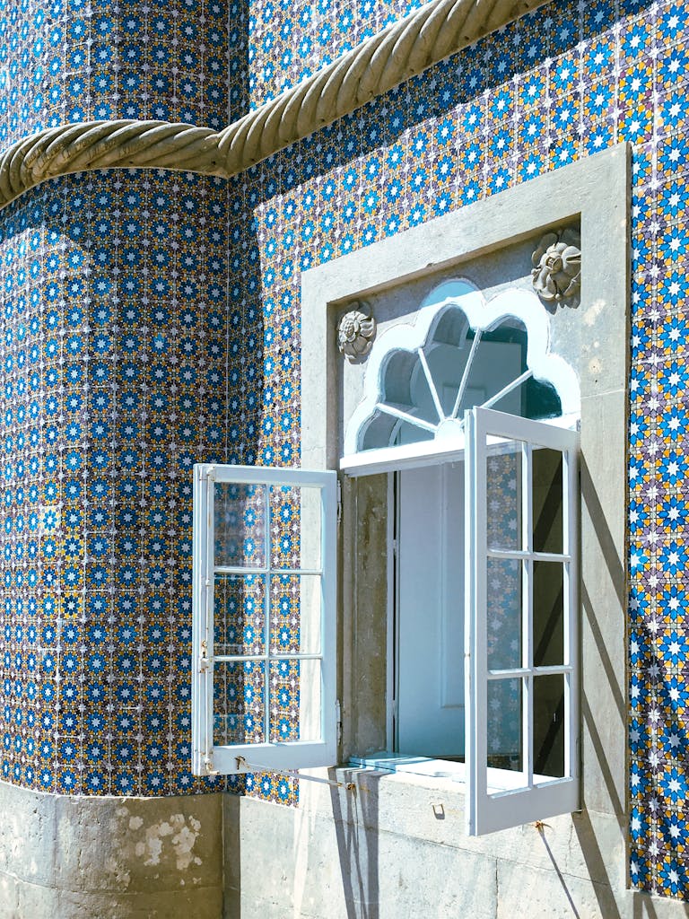 Opened Window in Pena Palace in Sintra, Portugal