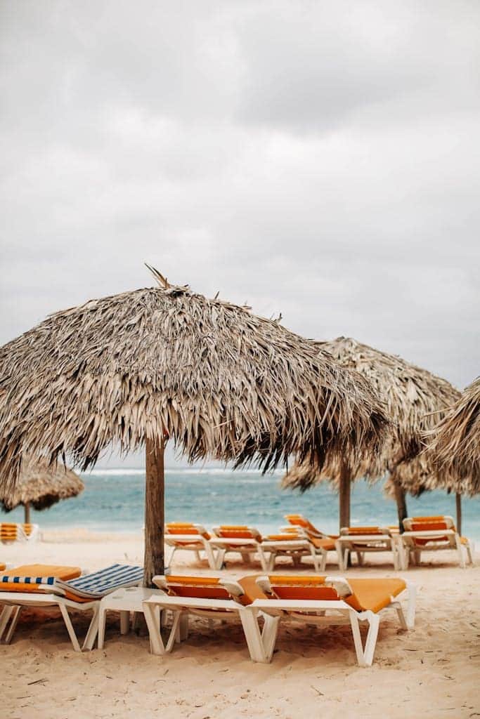 Photo of Nipa Umbrellas on Beach